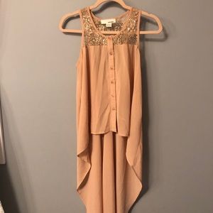 Salmon Pink Sleeveless Dress